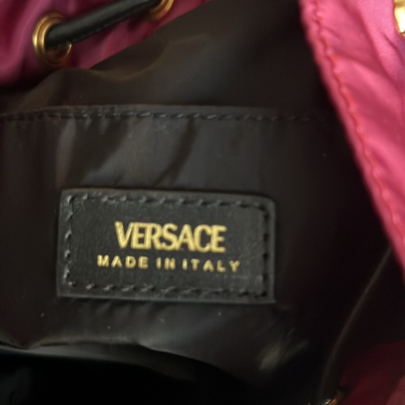 VERSACE Medusa Palazzo Nylon Bucket Bag Plum - Picture 10 of 15